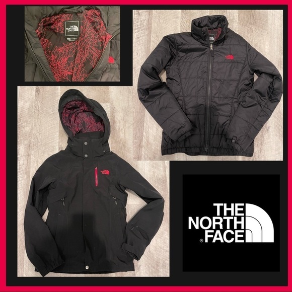 North Face 2 in 1 Shell and Puffer Pink/Black XS